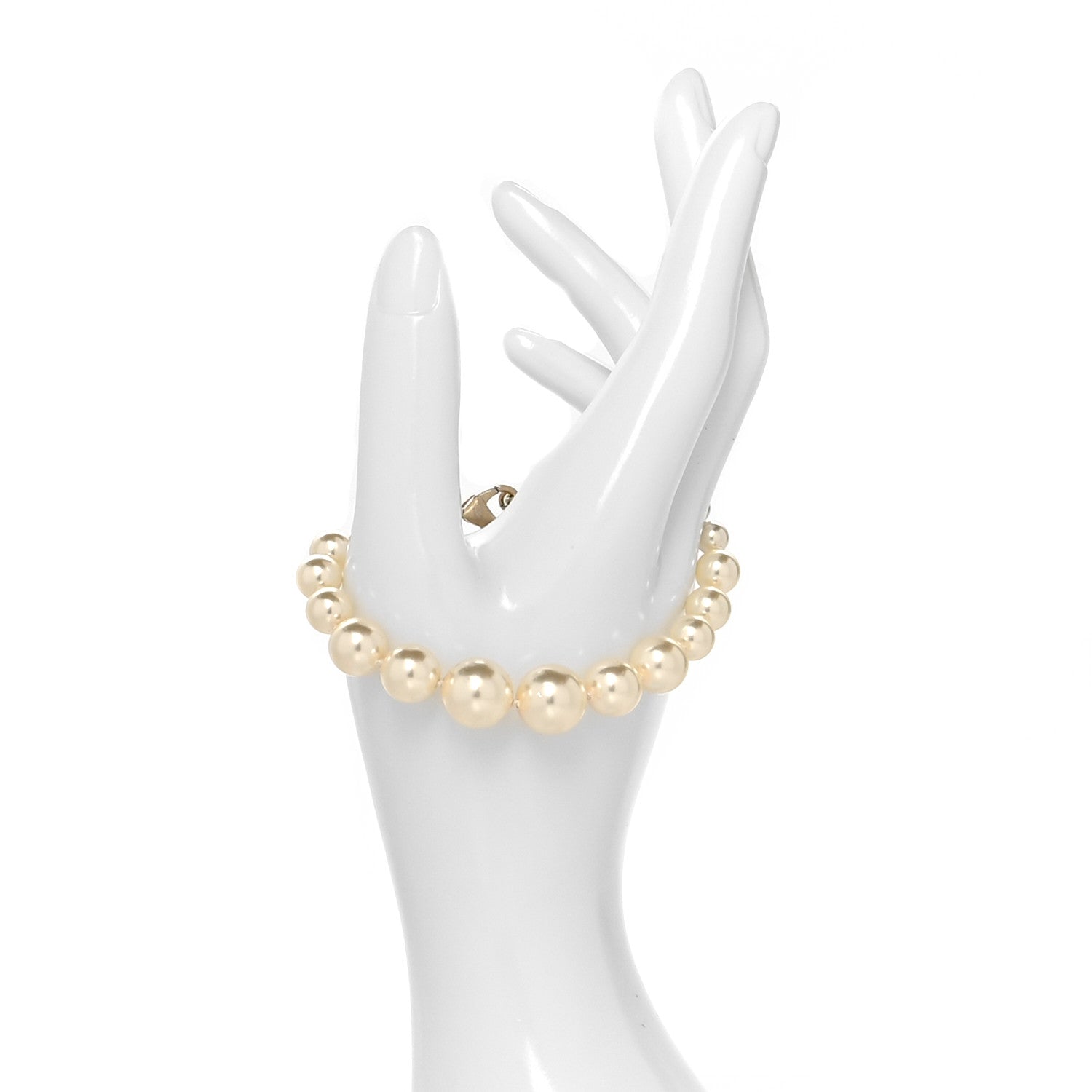 Chanel Graduated Pearl Crystal CC Bracelet Gold 2 of 5