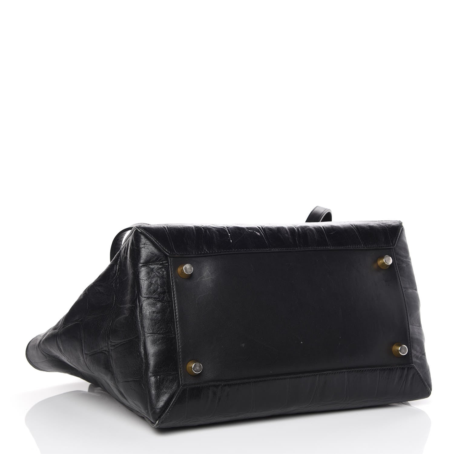 Celine Calfskin Crocodile Embossed Small Belt Bag Black 4 of 18