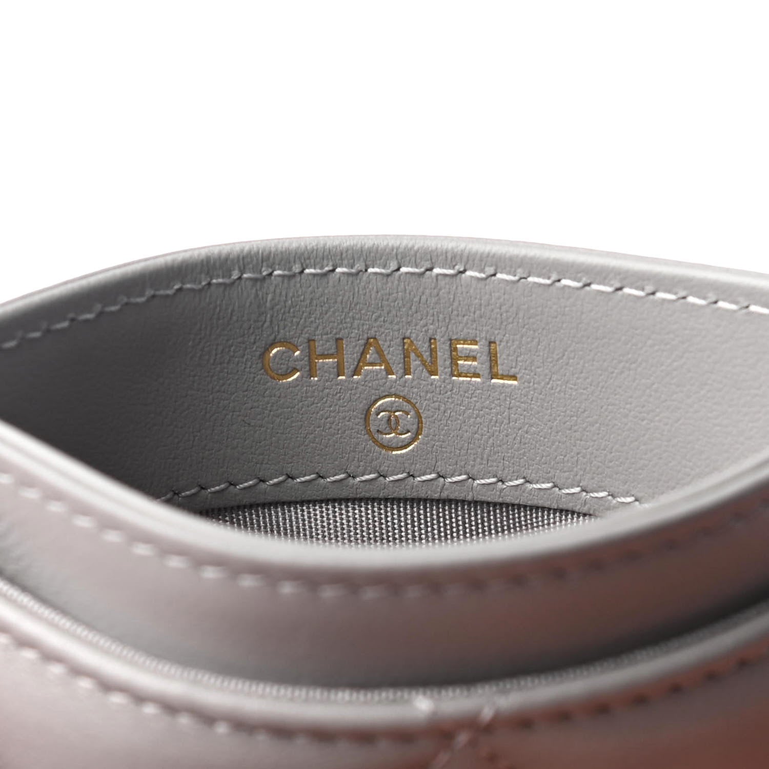 Chanel Shiny Goatskin Quilted 19 Card Holder Grey 5 of 7