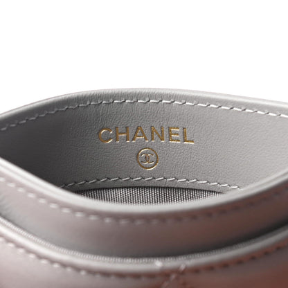 Chanel Shiny Goatskin Quilted 19 Card Holder Grey 5 of 7