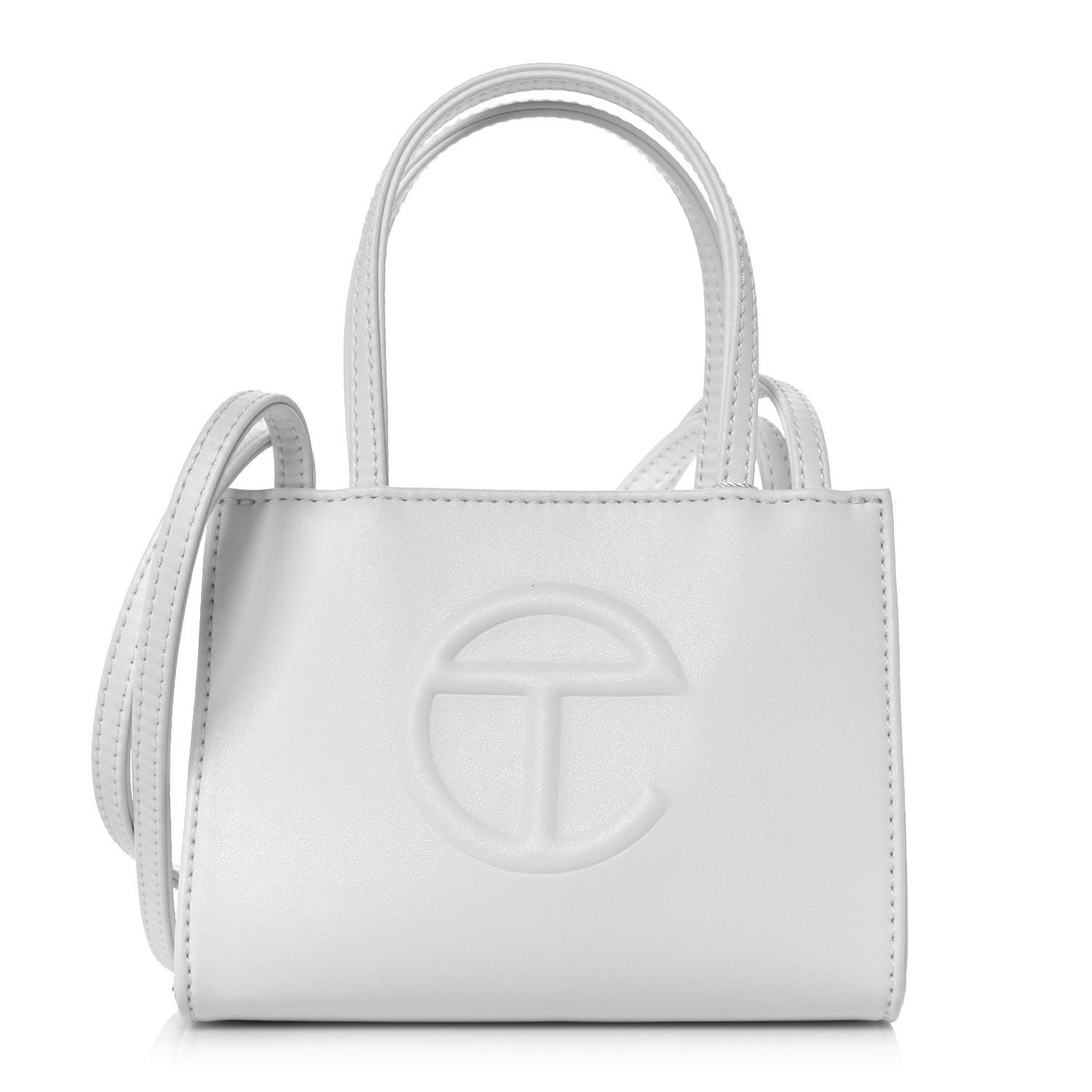 Vegan Leather Small Shopping Bag White