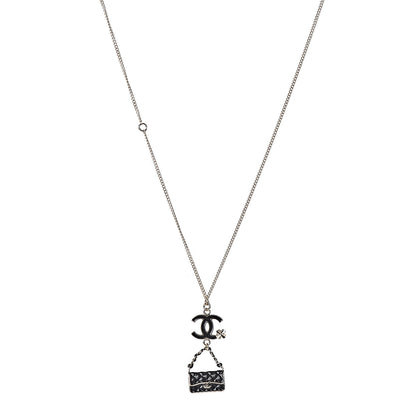 Chanel Enamel Charming Chic Classic Flap CC Charm Necklace Black 1 of 6
