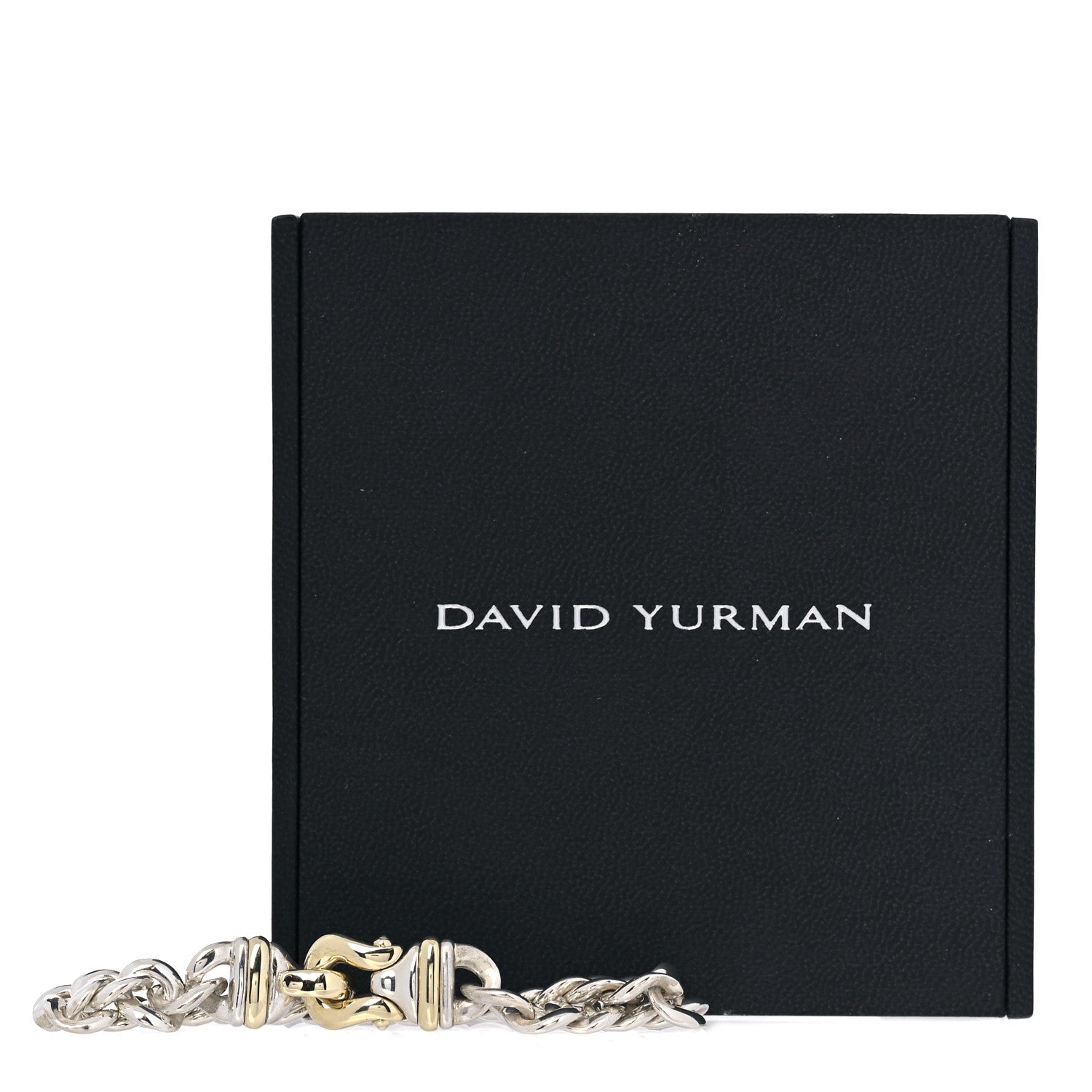 David Yurman Sterling Silver 14K Yellow Gold Curb Link Buckle Bracelet 5 of 5
