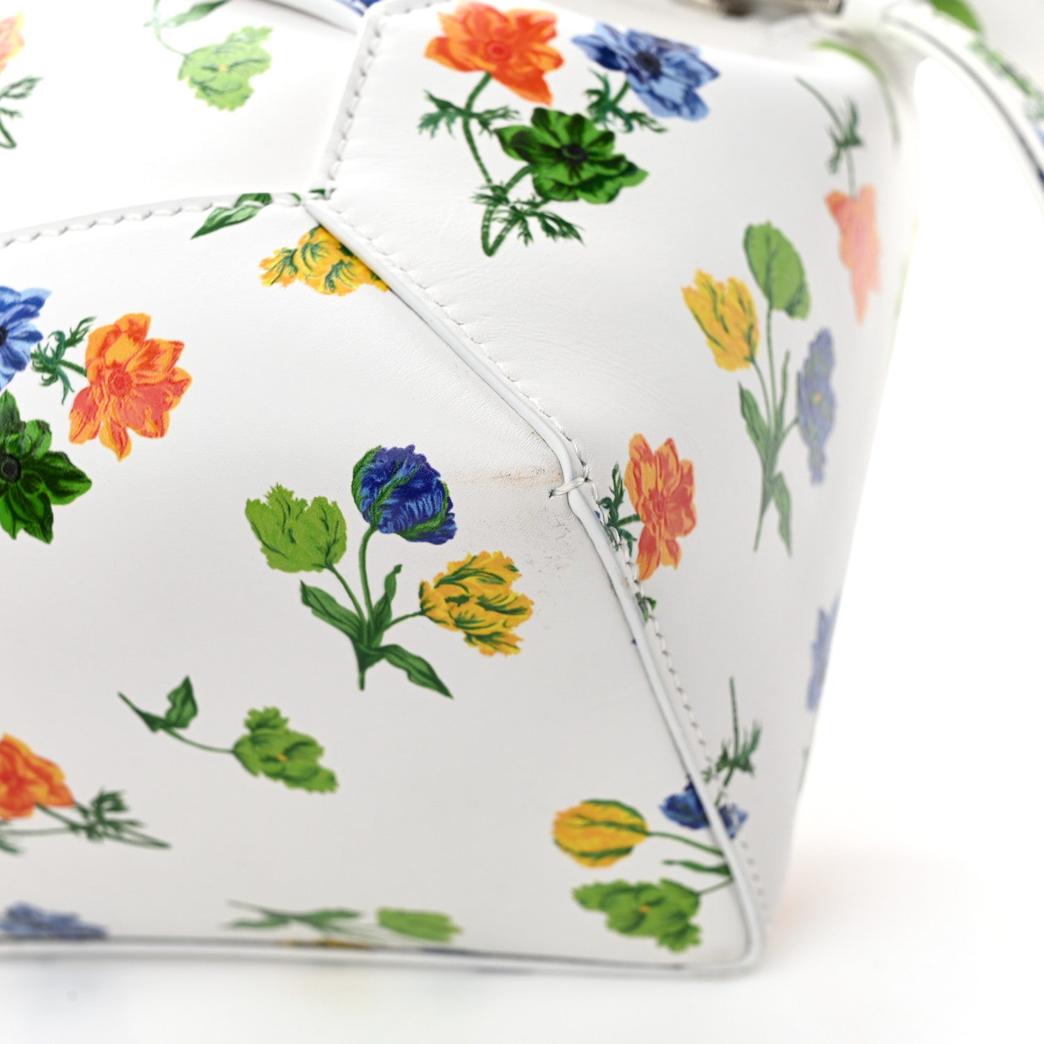 Loewe Satin Calfskin Flower Print Small Puzzle Edge Bag White Multicolor 11 of 11