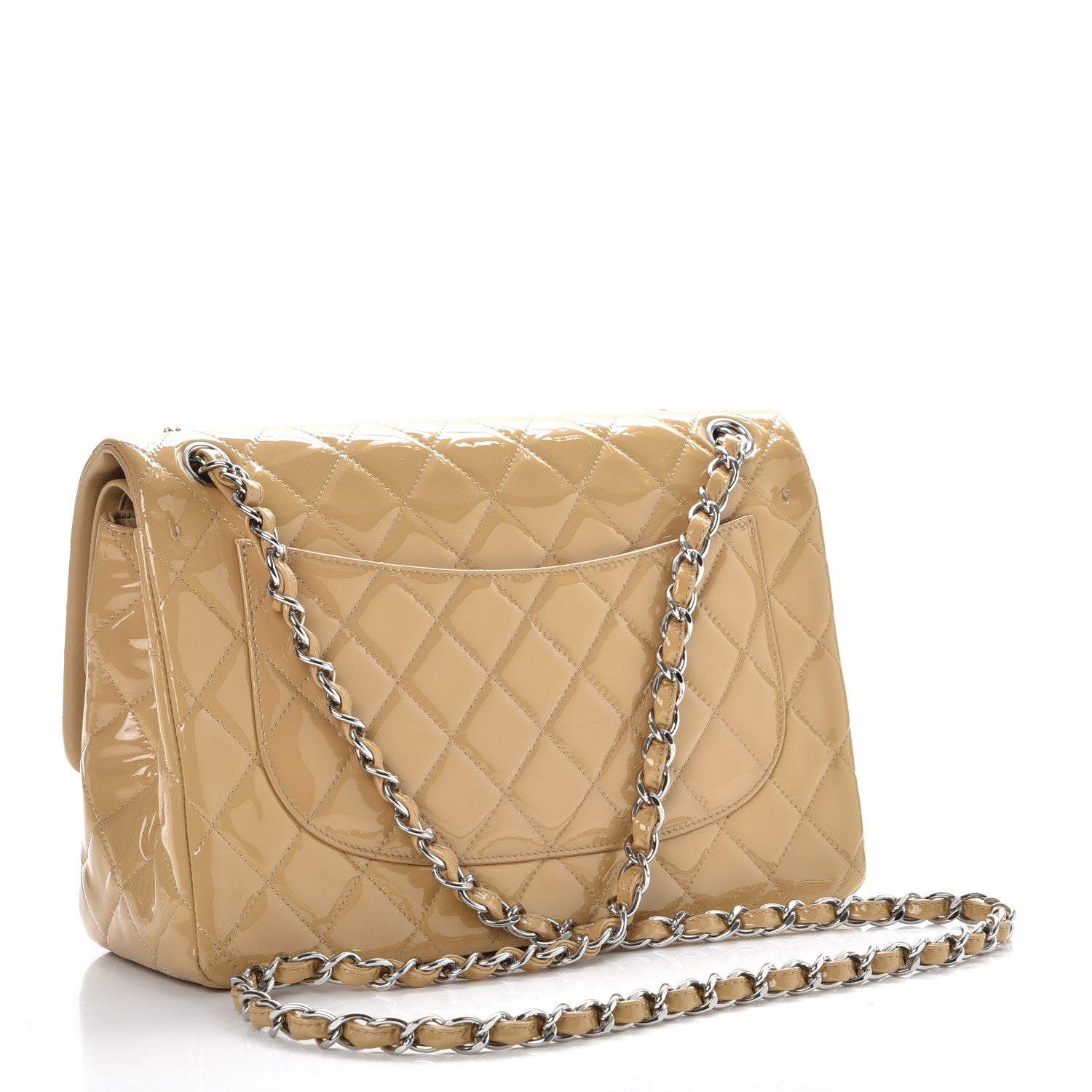 Chanel Patent Quilted Jumbo Double Flap Beige 4 of 10