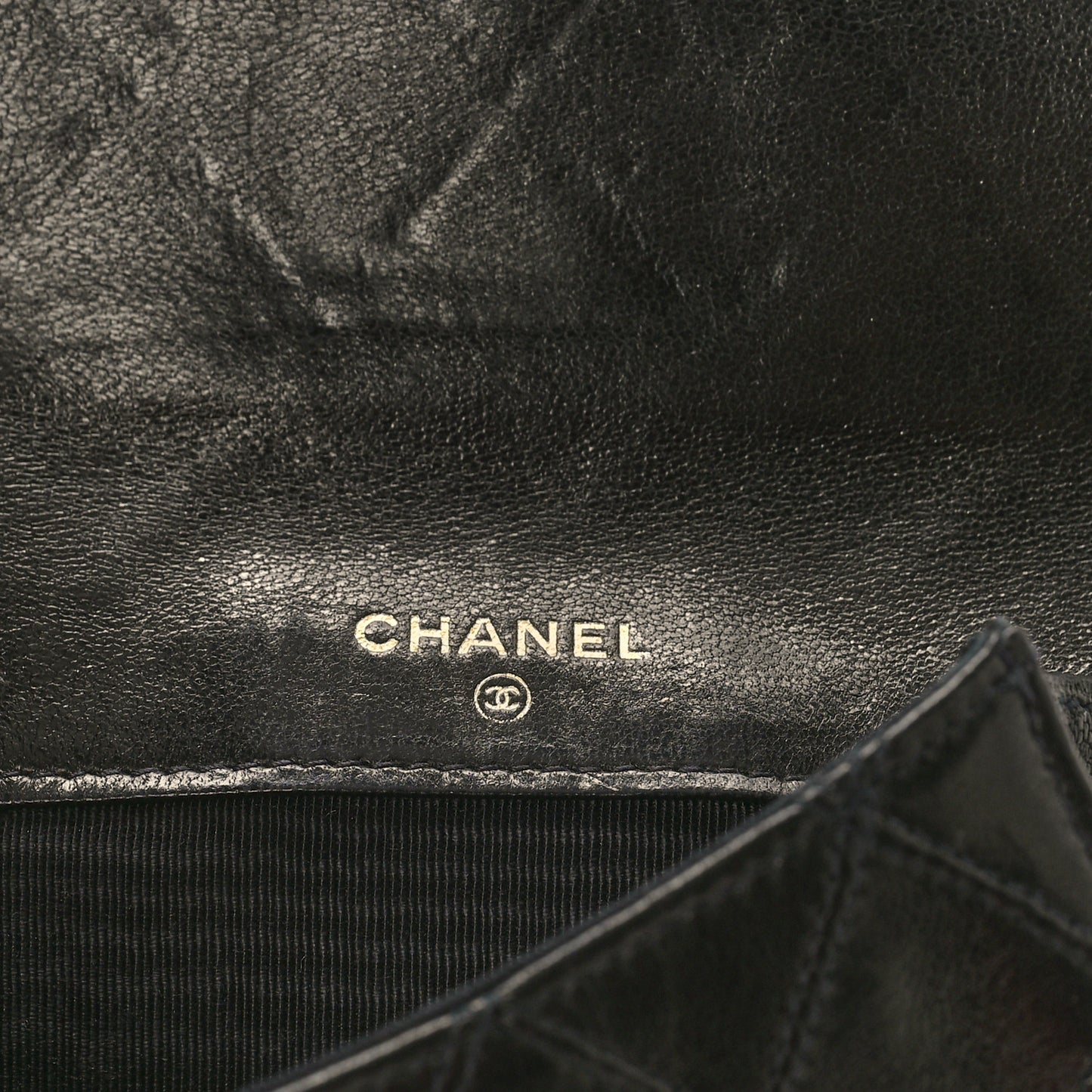 Calfskin Diamond Stitched Compact Wallet Black