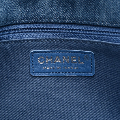 Chanel Frayed Denim Quilted Large Blue Chip Flap Blue 6 of 12