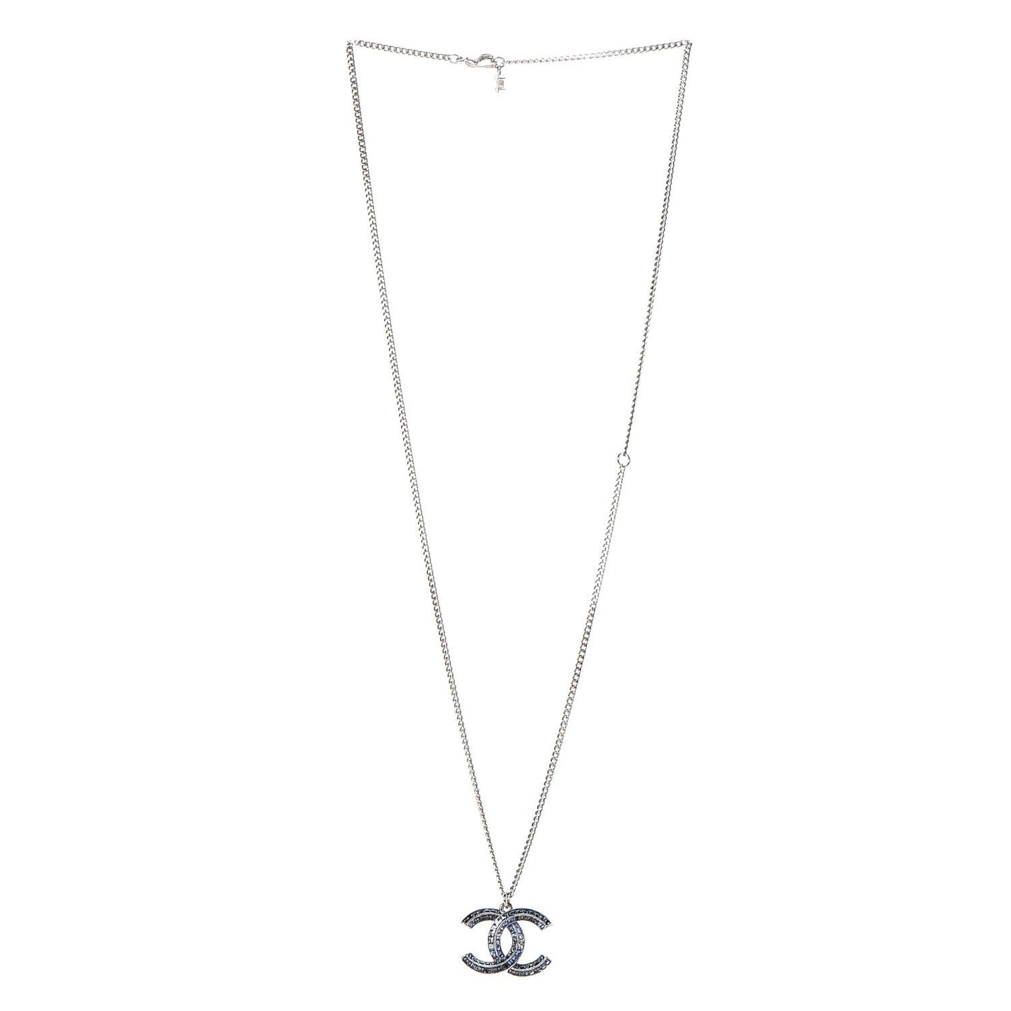 Crystal Baguette CC Necklace Blue