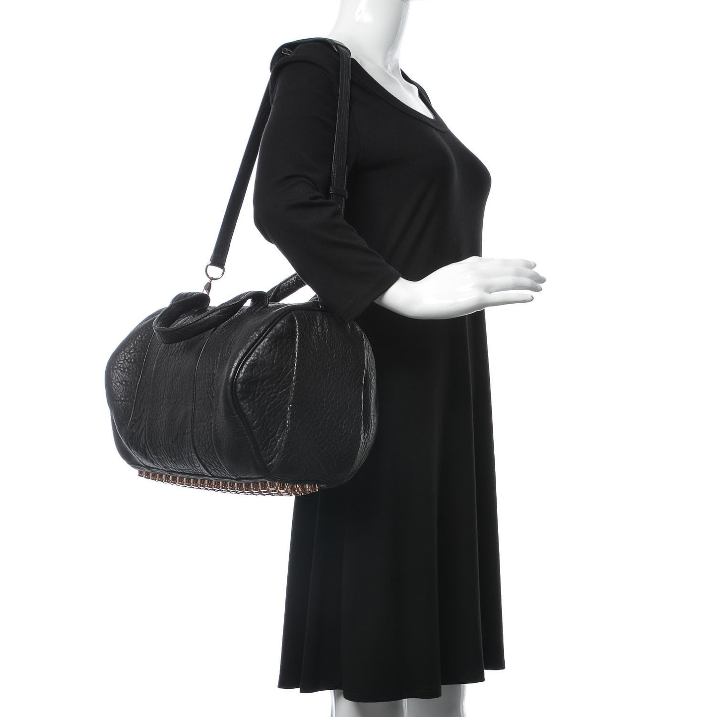 Pebbled Lambskin Rocco Black Rose Gold Hardware