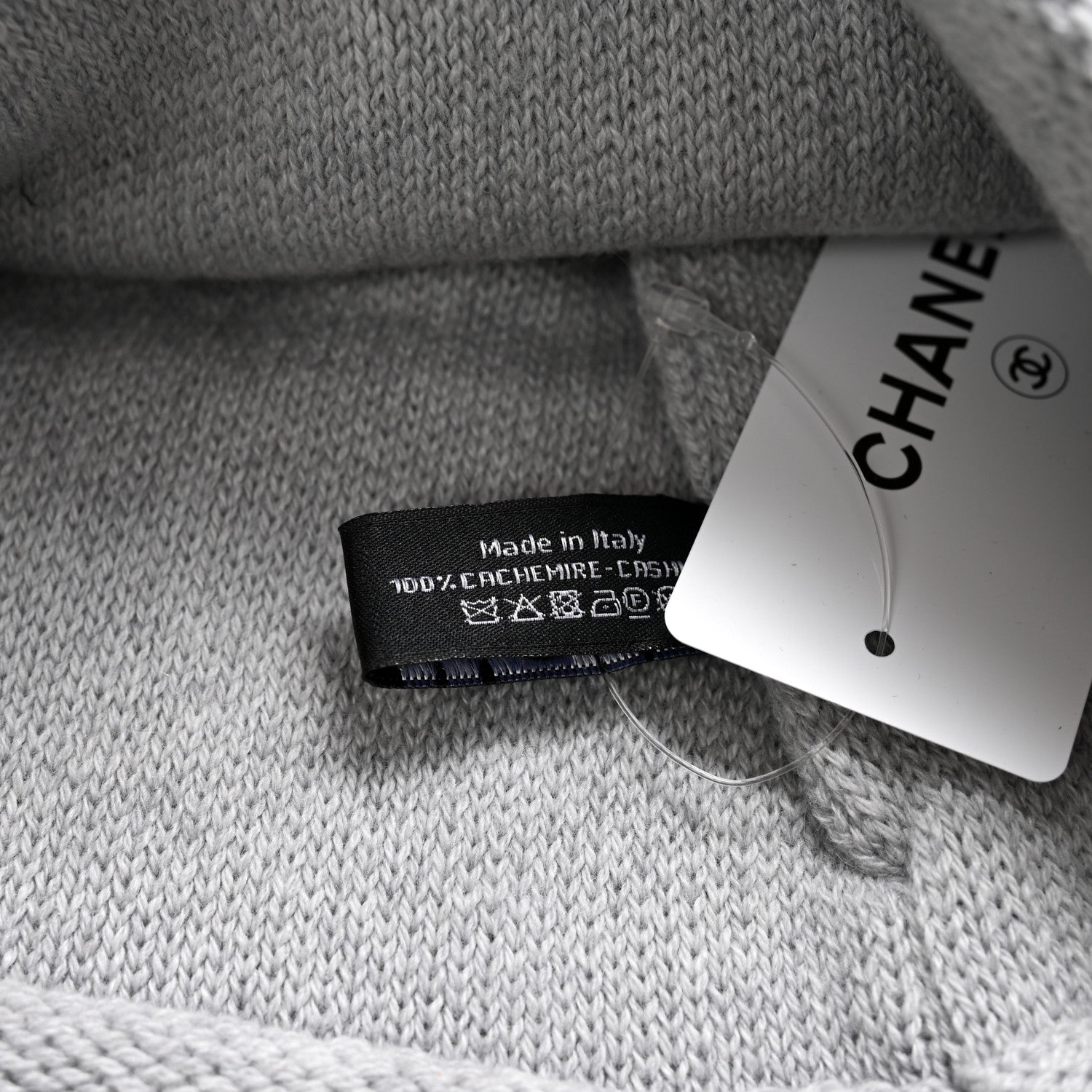 Chanel Cashmere CC Beanie Hat Grey 5 of 5