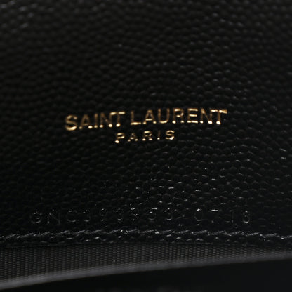 Saint Laurent Grain De Poudre Matelasse Chevron Monogram Envelope Chain Wallet Black 7 of 11
