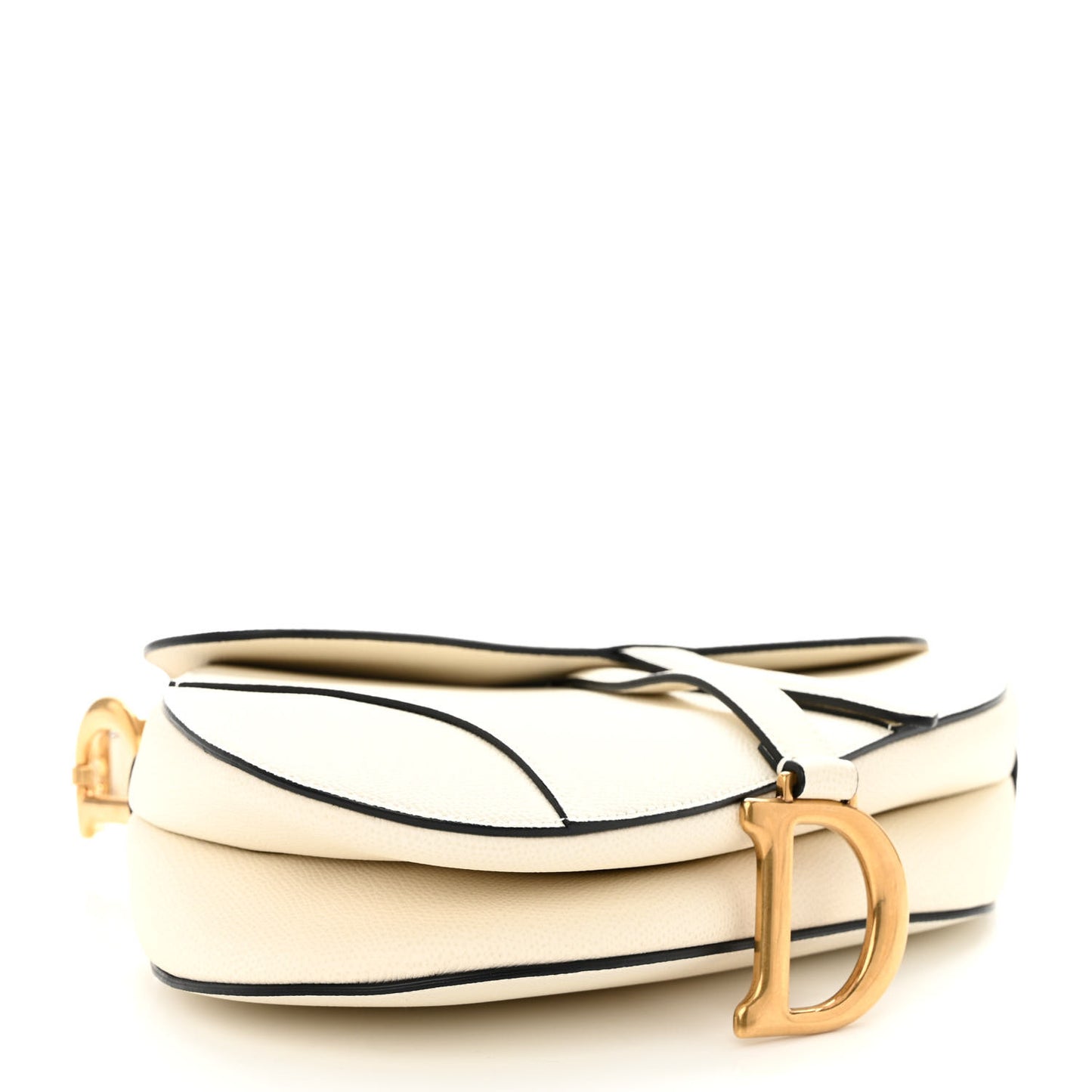 Grained Calfskin Saddle Bag White