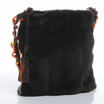 Chanel Rabbit Fur Tortoise Chain Shoulder Bag Black 3 of 7