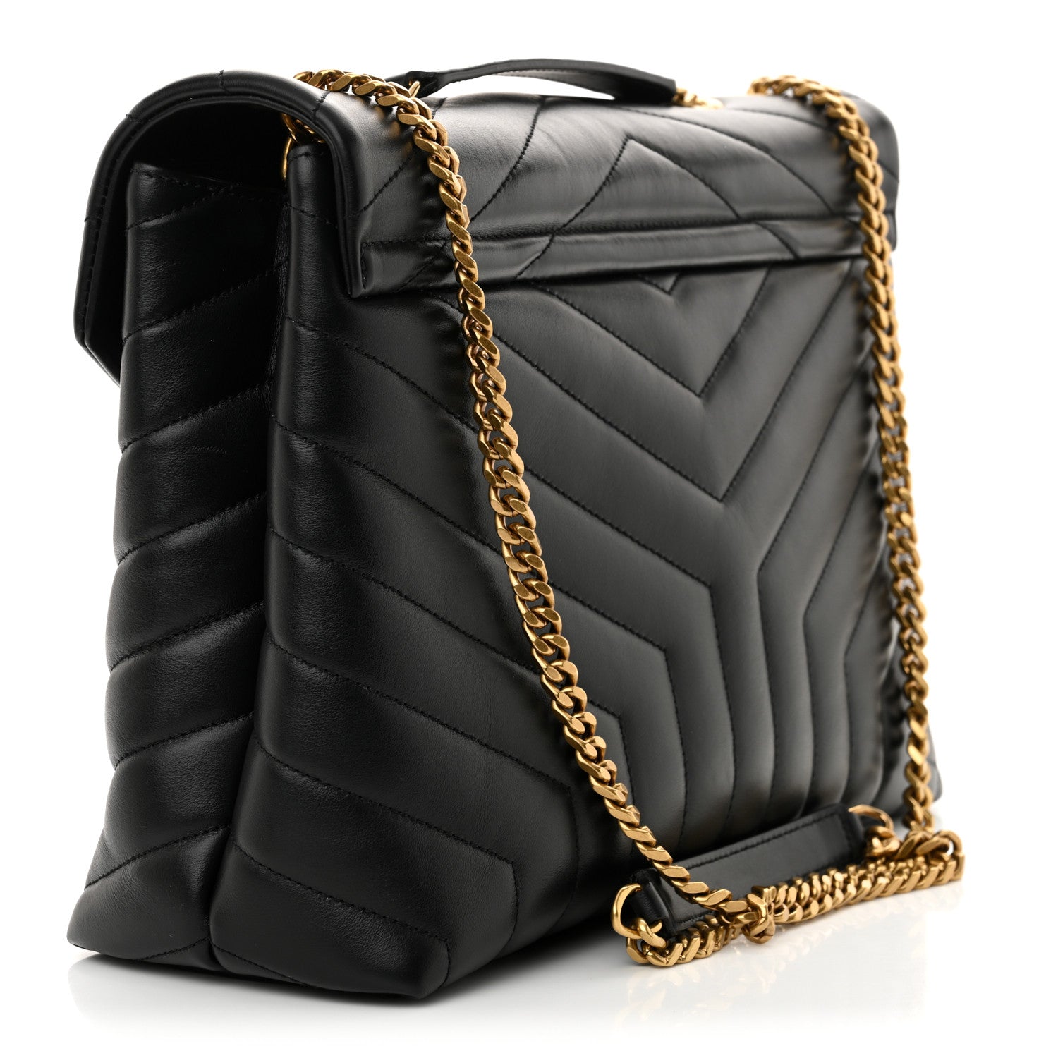 Saint Laurent Calfskin Y Quilted Monogram Medium Loulou Chain Satchel Black 3 of 10