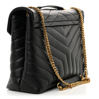 Saint Laurent Calfskin Y Quilted Monogram Medium Loulou Chain Satchel Black 3 of 10