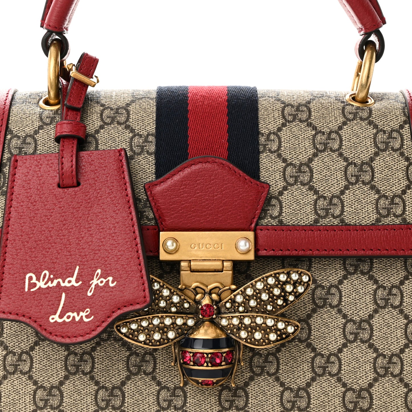 GG Supreme Monogram Small Queen Margaret Top Handle Bag Red