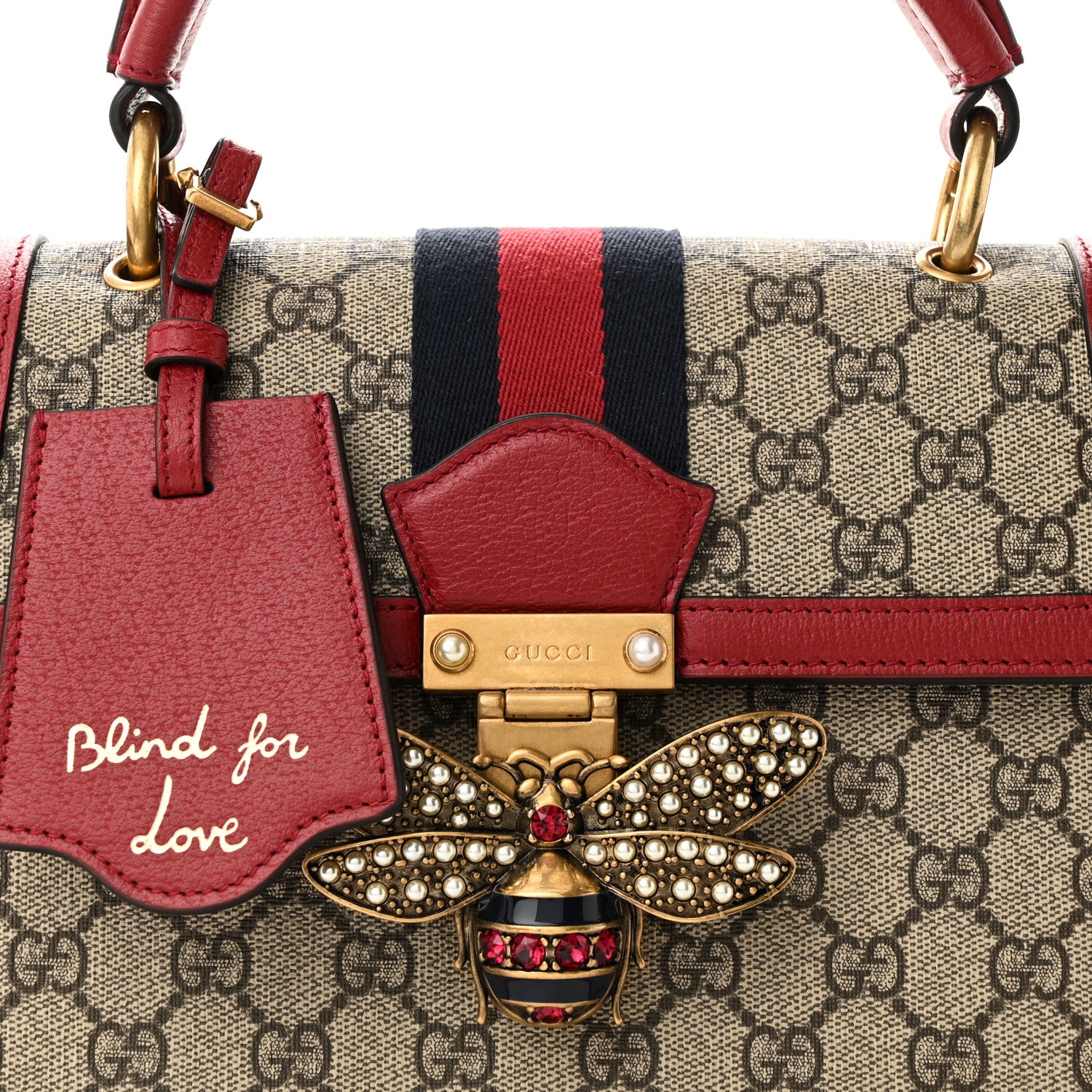 Gucci GG Supreme Monogram Small Queen Margaret Top Handle Bag Red 8 of 10