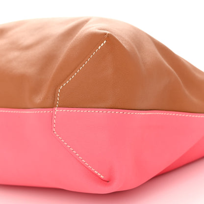 Hermes Veau Sikkim Swift Double Sens 30 Reversible Tote Gold Rose Azalee Rouge Casaque Brique 15 of 16