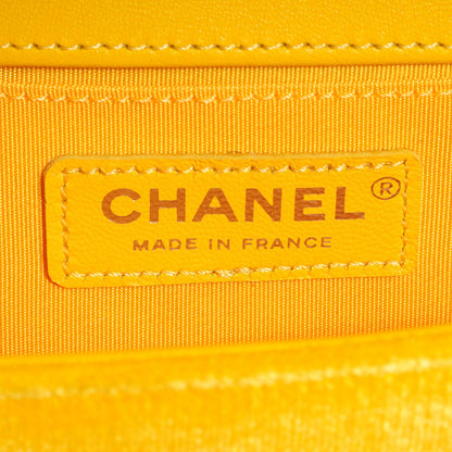 Chanel Velvet Quilted Medium Boy Flap Yellow 6 of 7