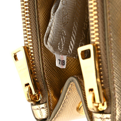 Prada Metallic Saffiano Lux Small Galleria Double Zip Tote Platino 7 of 9
