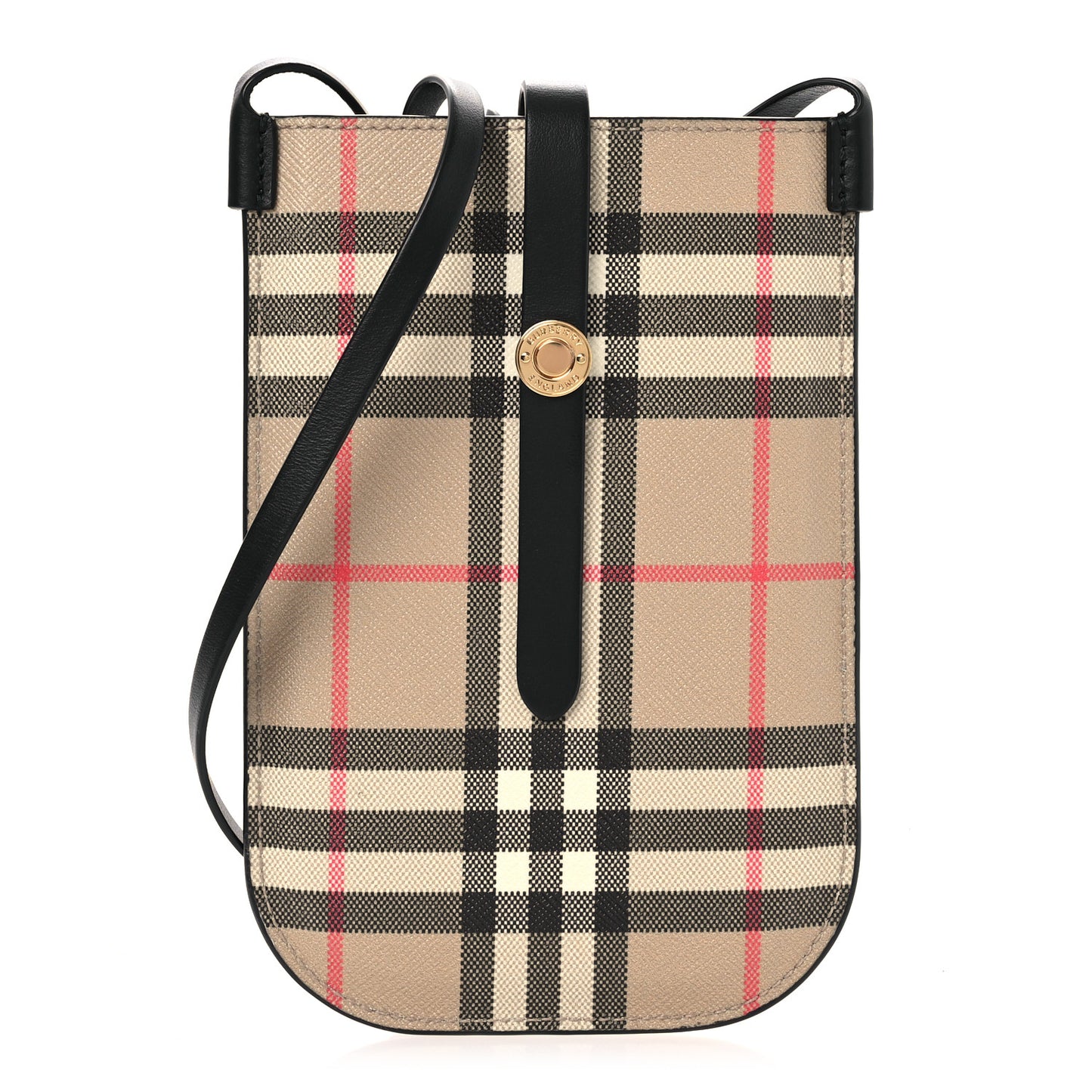 E-Canvas Calfskin Vintage Check Anne Phone Case With Strap Archive Beige