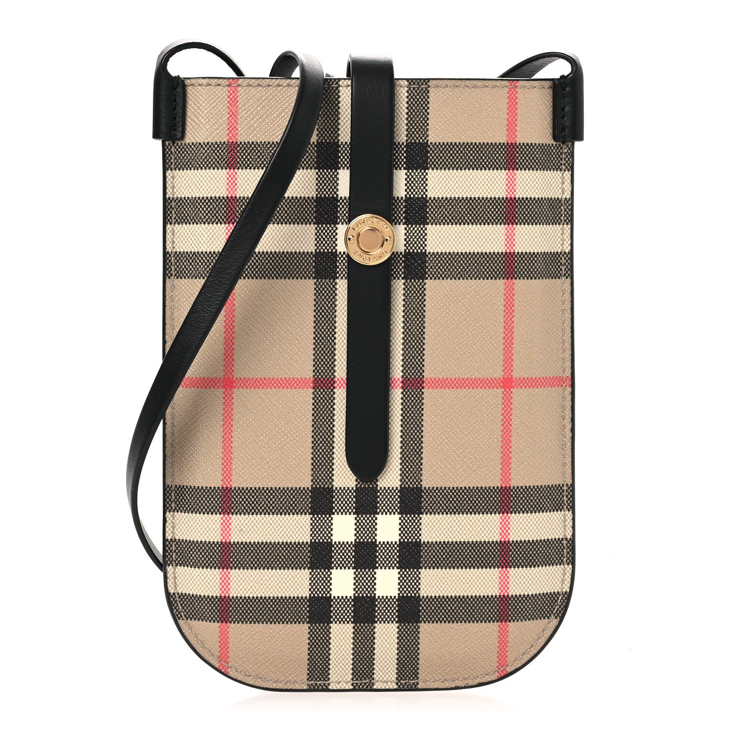 Burberry E-Canvas Calfskin Vintage Check Anne Phone Case With Strap Archive Beige 1 of 10