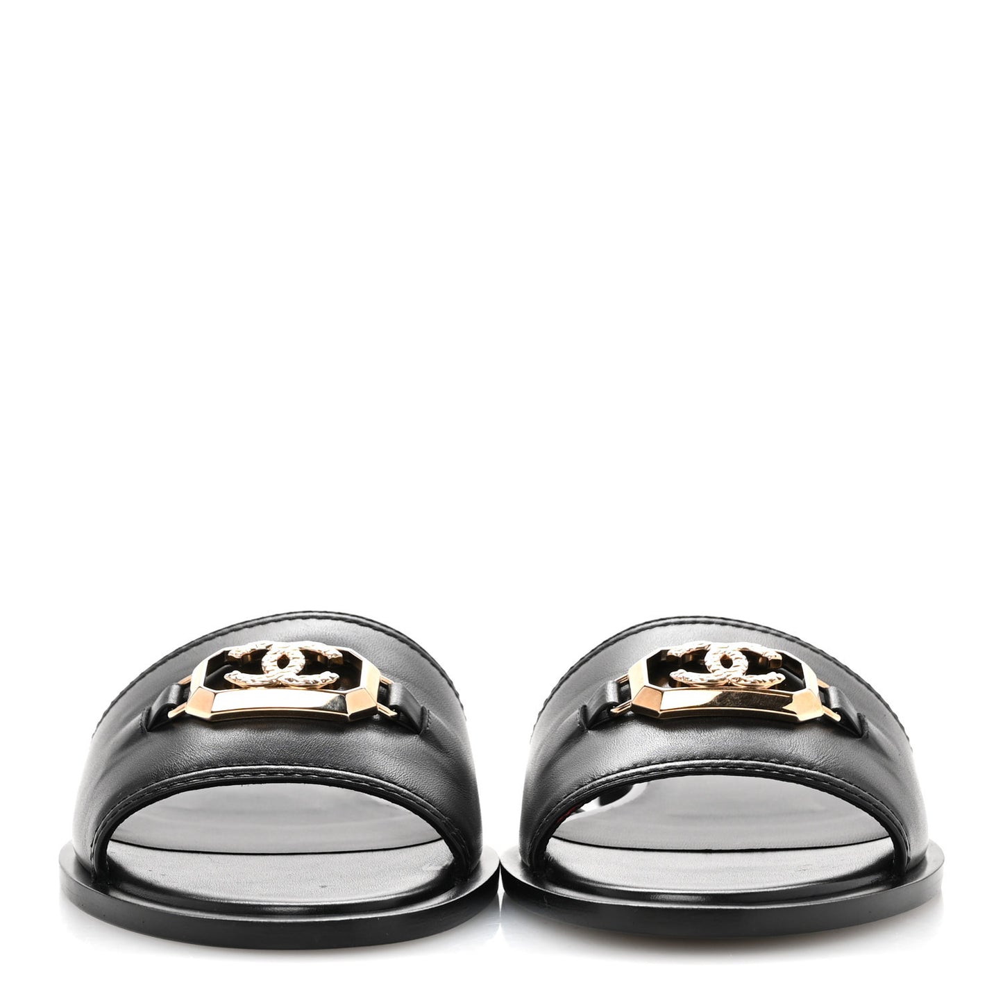 Shiny Calfskin CC Mules 39.5 Black