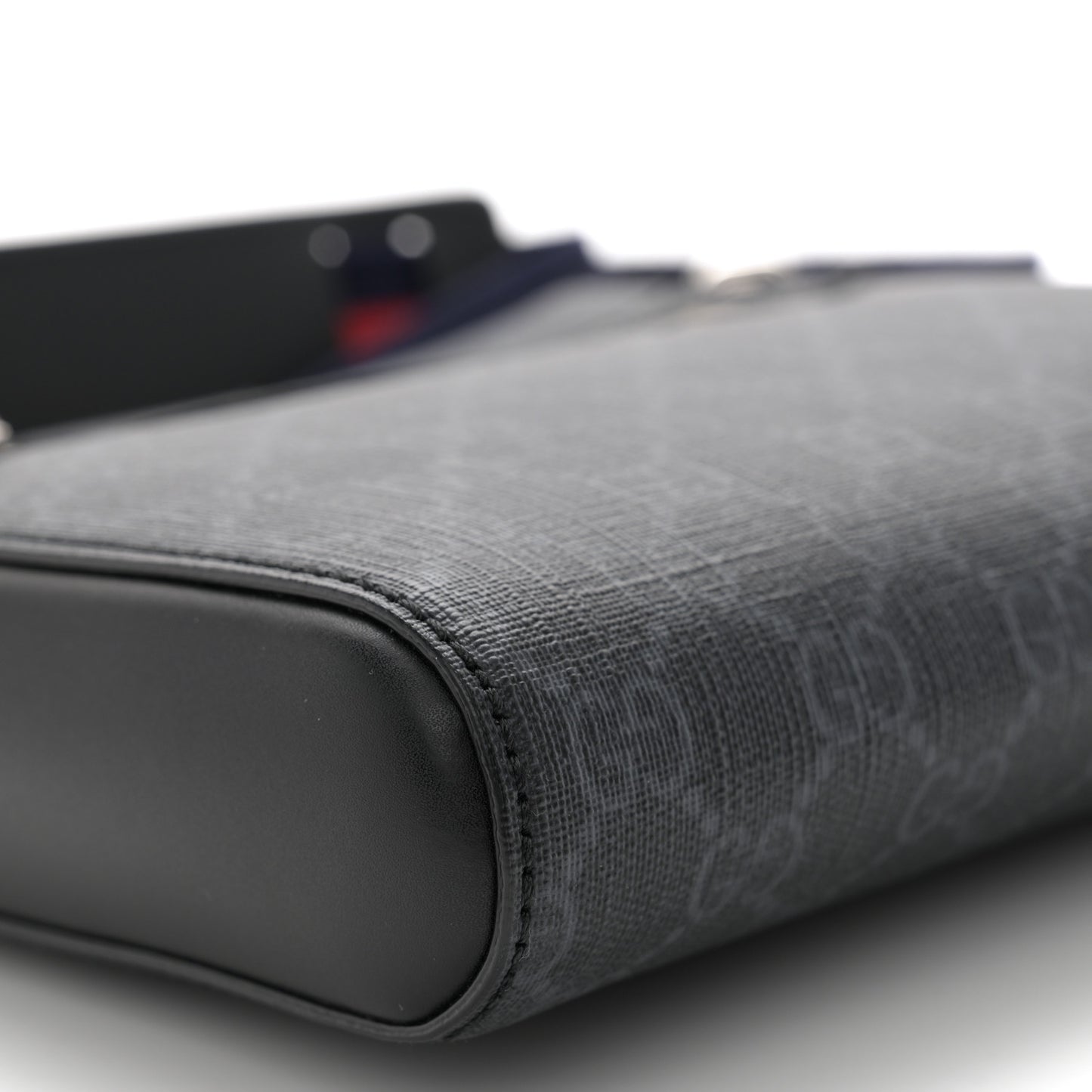 GG Supreme Monogram Web Small Flat Messenger Bag Black Grey