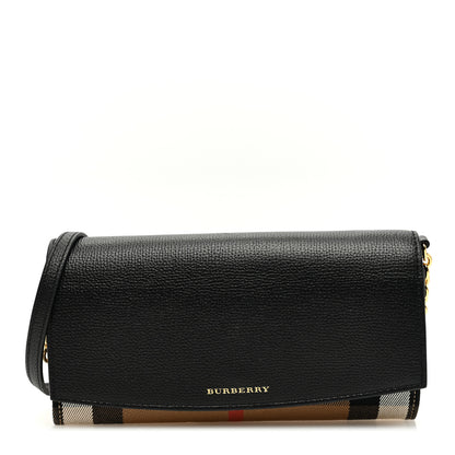 Burberry Calfskin House Check Henley Wallet On Chain Black Black 1 of 8