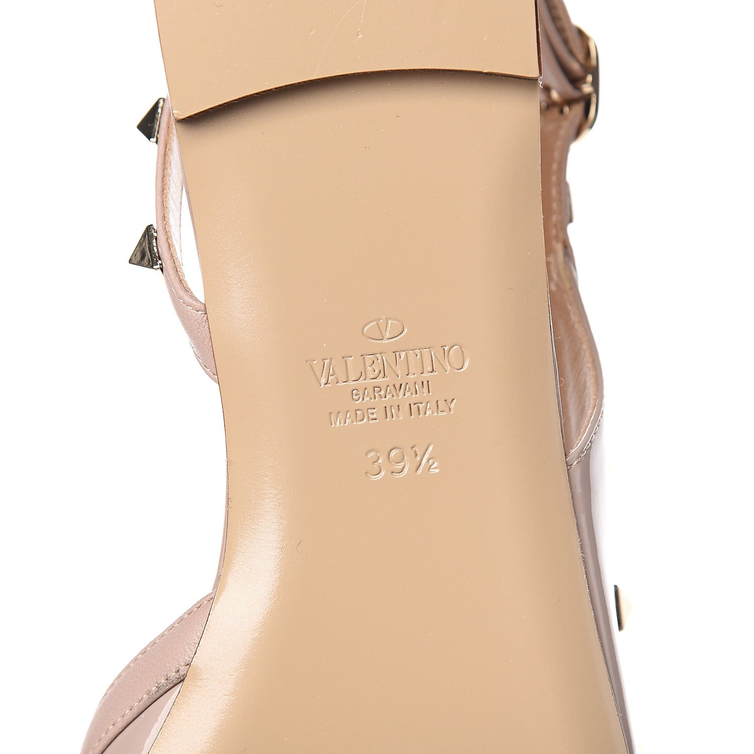 Valentino Garavani Patent Rockstud Slingback Flats 39.5 Poudre 6 of 9