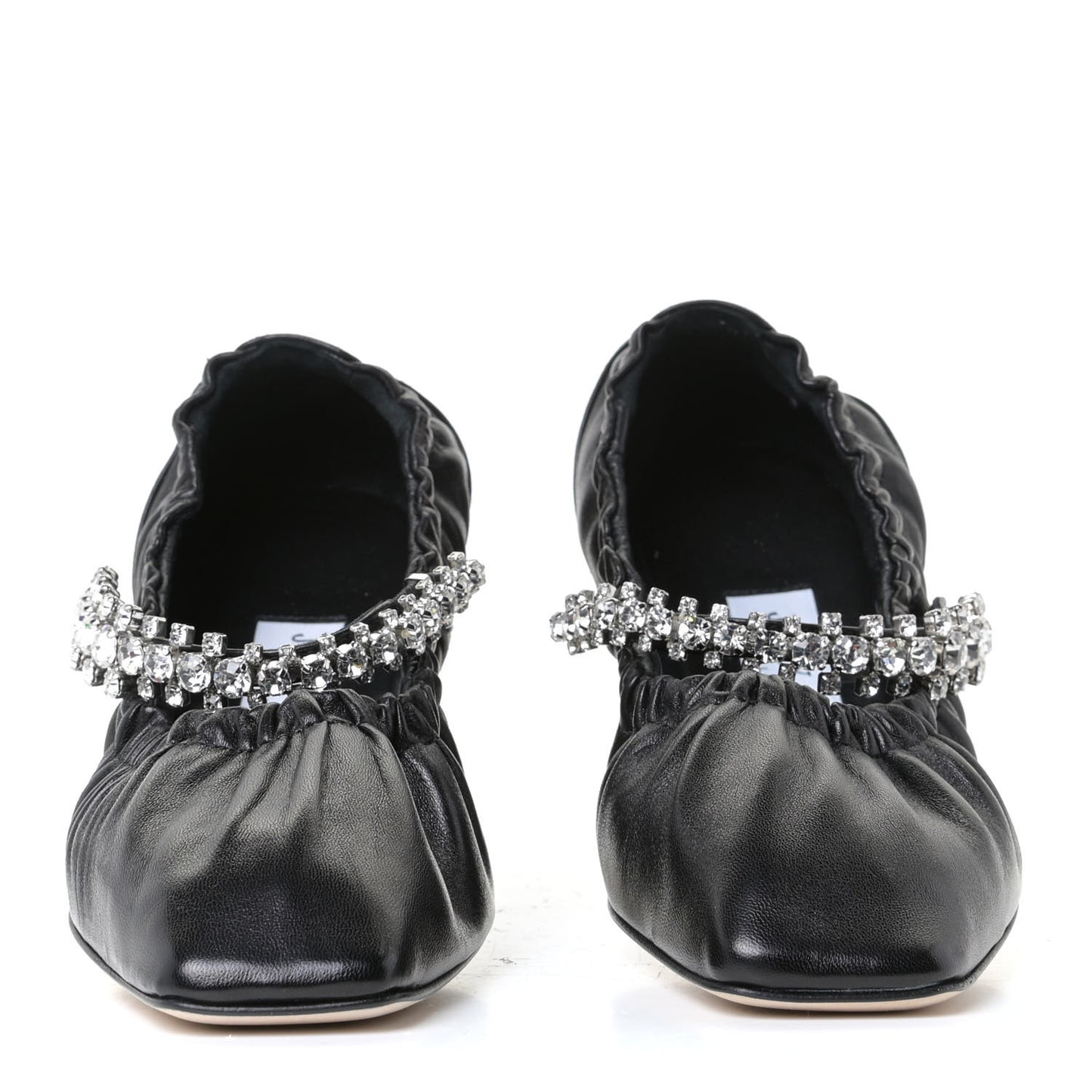 Calfskin Crystal Gai Ballerina Flats 36 Black