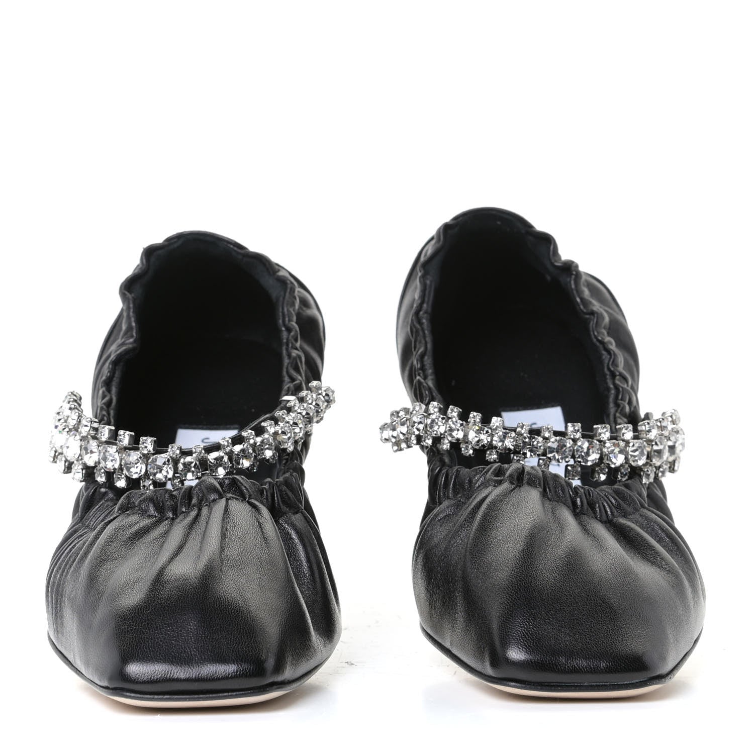 Jimmy Choo Calfskin Crystal Gai Ballerina Flats 36 Black 4 of 11