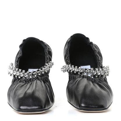Jimmy Choo Calfskin Crystal Gai Ballerina Flats 36 Black 4 of 11