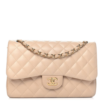 Chanel Caviar Quilted Jumbo Double Flap Beige Clair 1 of 12