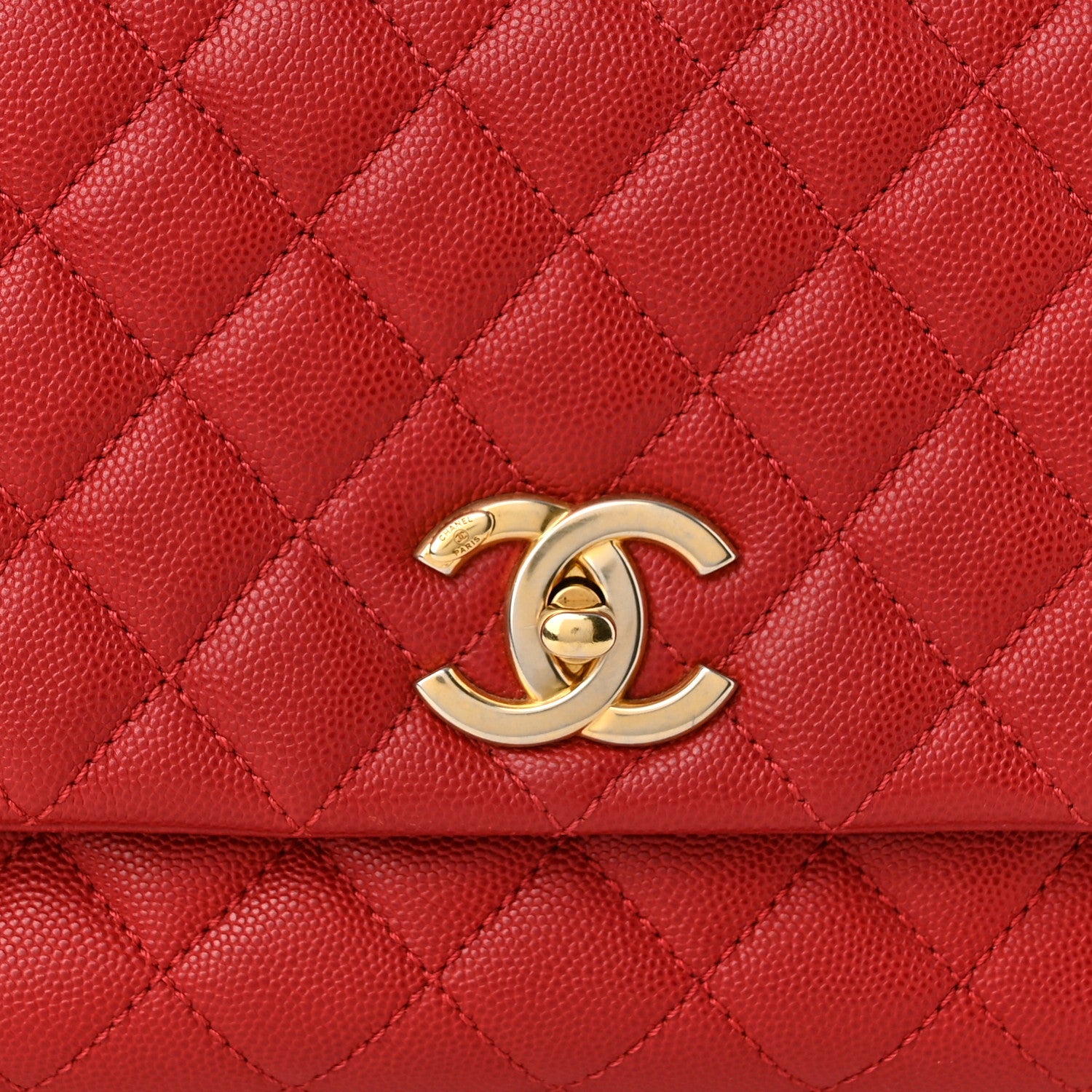 Chanel Caviar Quilted Small Coco Handle Flap Red 8 of 10