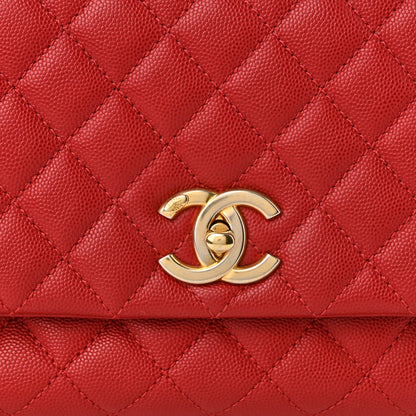 Chanel Caviar Quilted Small Coco Handle Flap Red 8 of 10