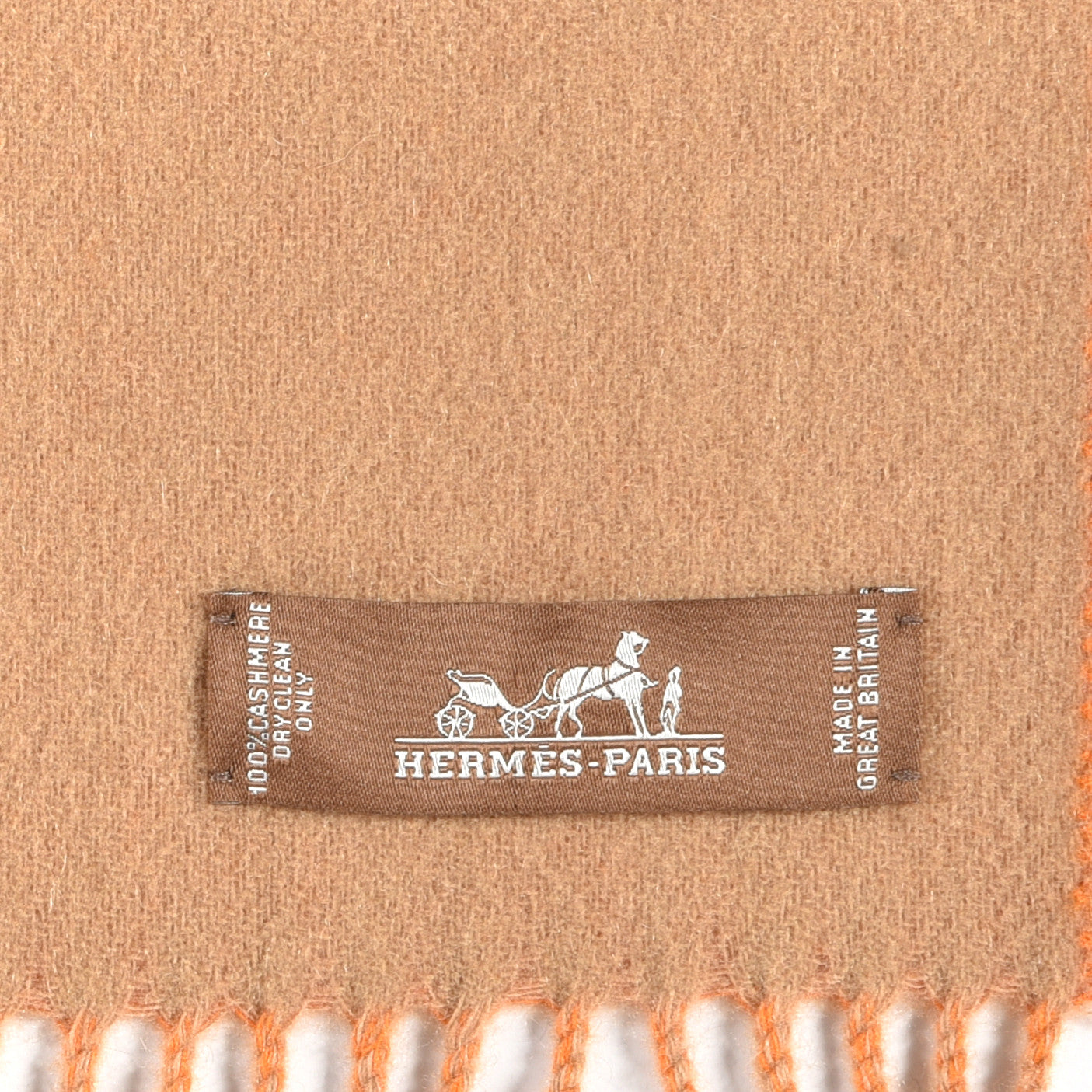 Cashmere Casaque Zig Zag Muffler Camel Mandarine