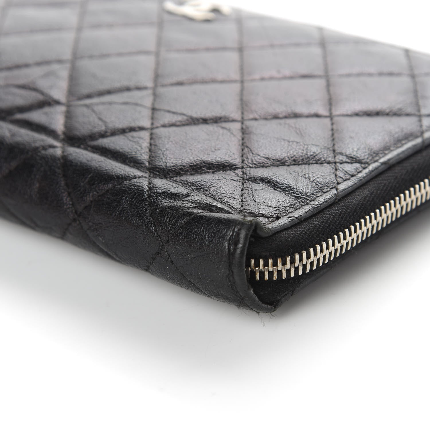 Chanel Calfskin Quilted Large Zip Around Organizer Wallet Black 6 of 9