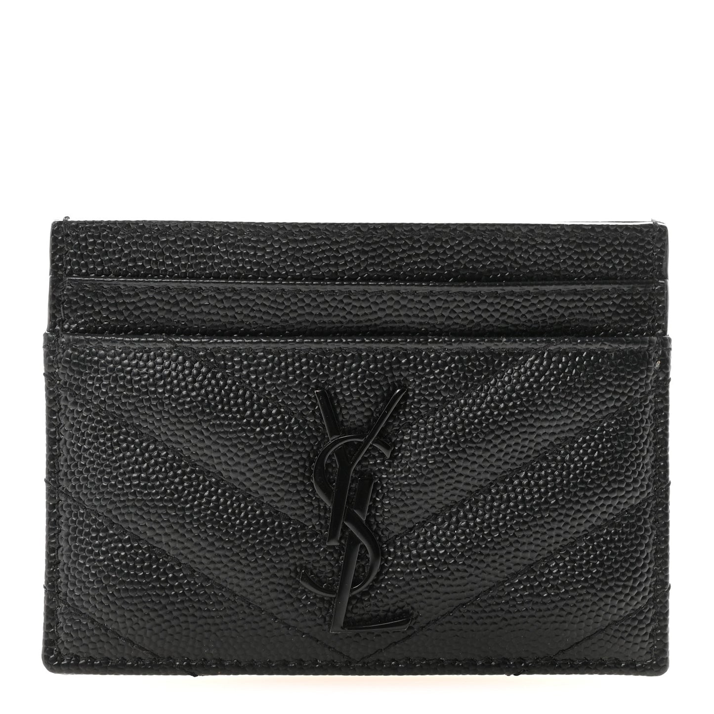 Grain De Poudre Matelasse Chevron Monochrome Credit Card Case Black