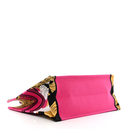 Christian Dior Canvas Embroidered Large Zoom Pop Toile de Jouy Book Tote Fuchsia Multicolor 4 of 11