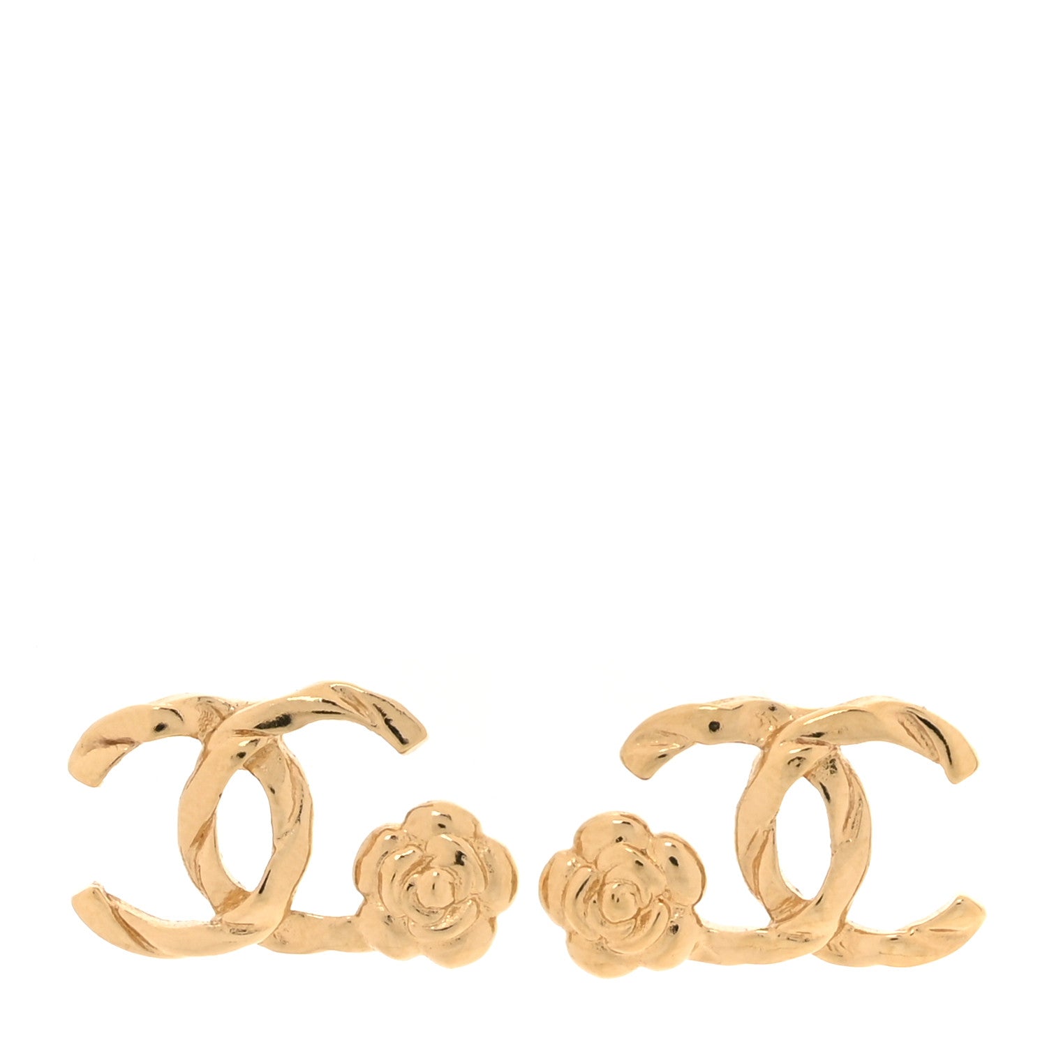 Chanel Metal Camellia CC Earrings Gold 1 of 5