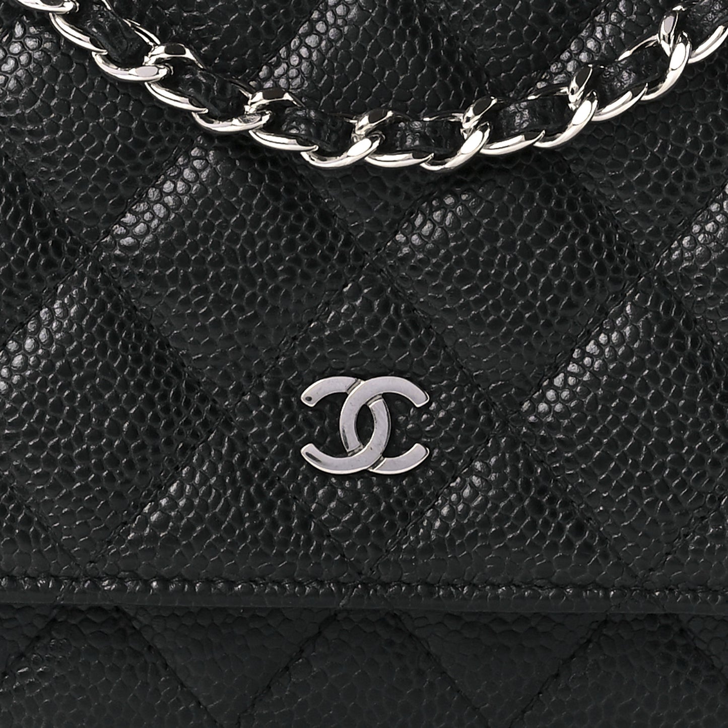 Caviar Quilted Wallet On Chain WOC Black