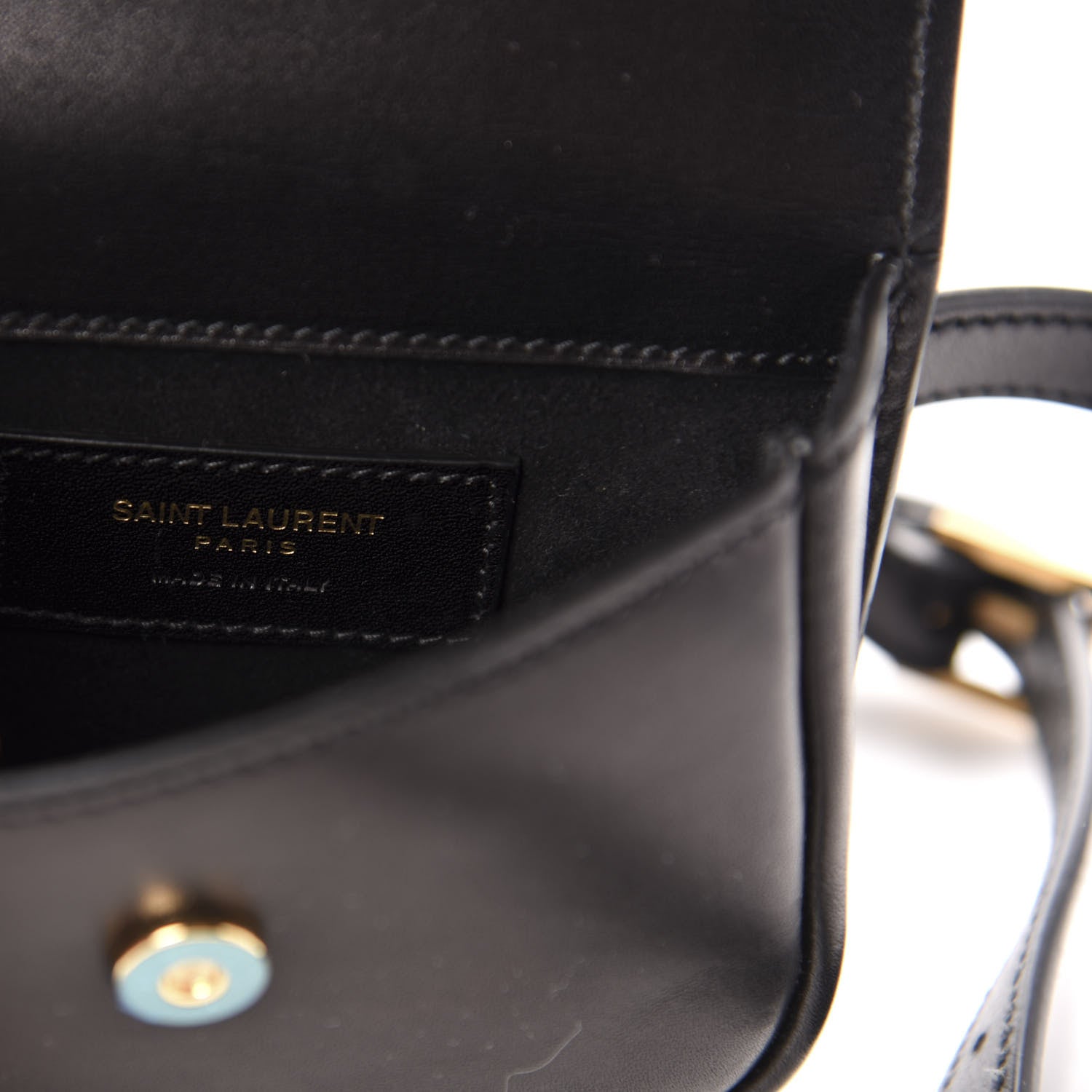 Saint Laurent Smooth Calfskin Mini Classic Monogram Kaia Belt Black 6 of 10