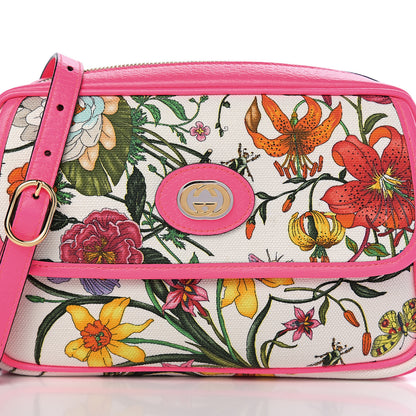 Gucci Canvas Flora Floral Shoulder Bag White Fuchsia Fluo 7 of 9