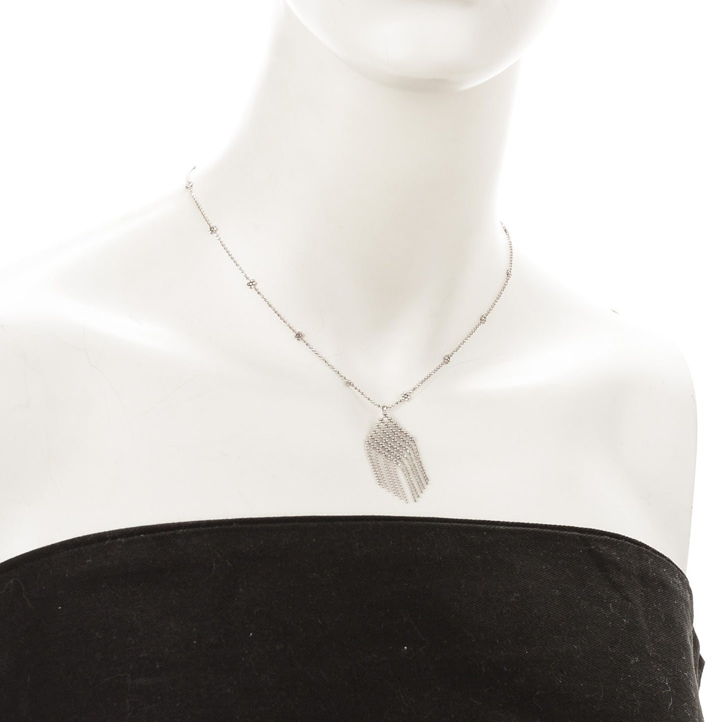 18K White Gold Fringe Pendant Necklace