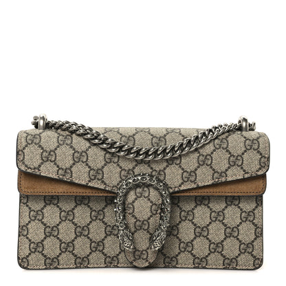 Gucci GG Supreme Monogram Suede Crystal Small Dionysus Shoulder Bag Beige Ebony Taupe 1 of 9