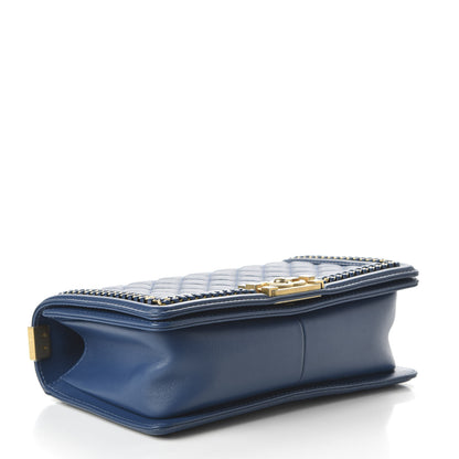 Chanel Calfskin Quilted Medium Top Handle Boy Flap Blue 4 of 14