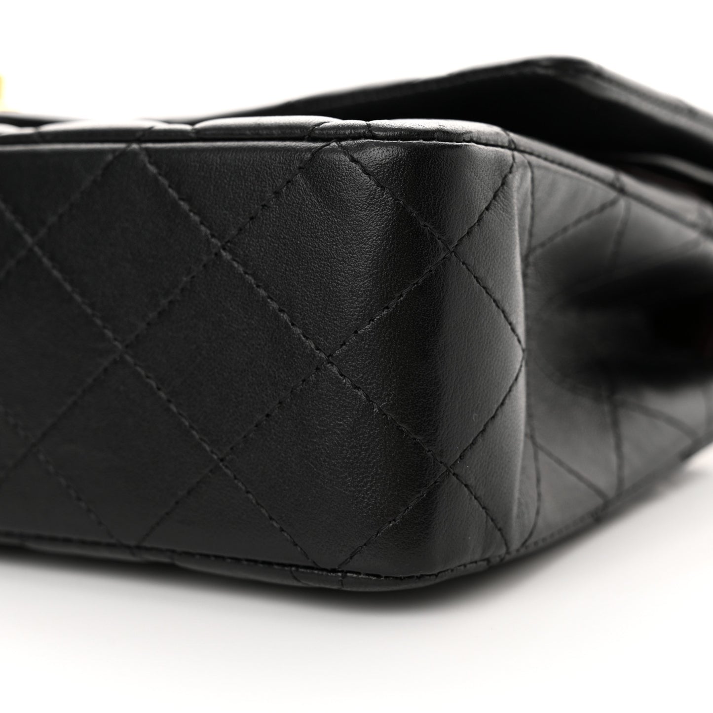 Lambskin Quilted Medium Double Flap Black