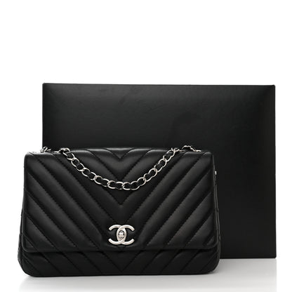 Chanel Lambskin Surpique Chevron Medium Single Flap Black 11 of 11