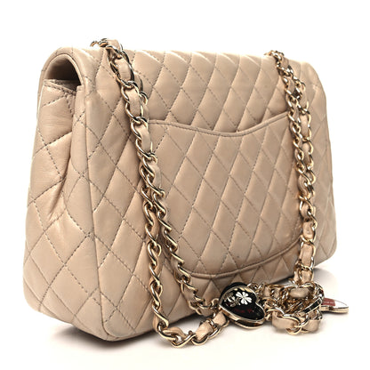 Chanel Lambskin Quilted Valentine Charms Medium Single Flap Beige 3 of 13